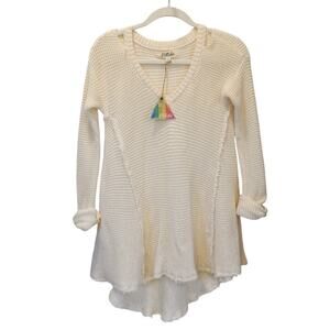 Listicle Distressed Long Sleeve Sweater in Cream - Size Small - NWT